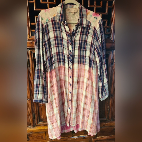 Philosophy plaid dress/kimono style layer piece - Picture 4 of 9